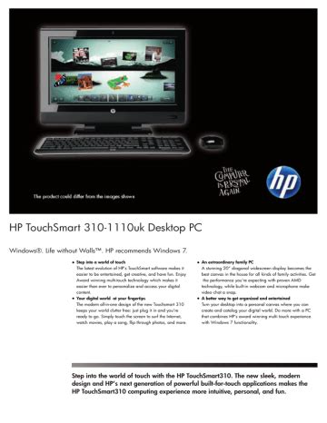 Hp Touchsmart Uk Datasheet Manualzz