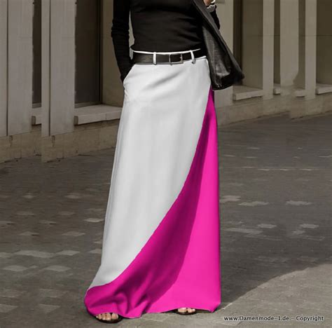 Neuheiten A Linie Satin Color Block Patchwork Maxi Rock Lang In