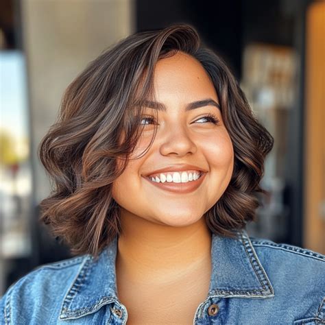 33 Flattering Short Haircuts For Chubby Women Warm Brunette Tousled