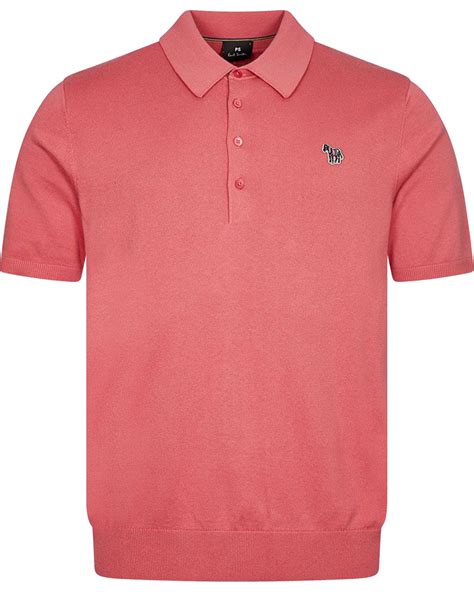 Paul Smith Mens Zebra Knit Polo Shirt Raspberry Pink