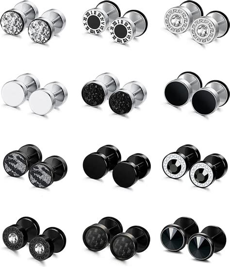 Finrezio 12 Pairs 18g Fake Gauge Earrings For Men Women