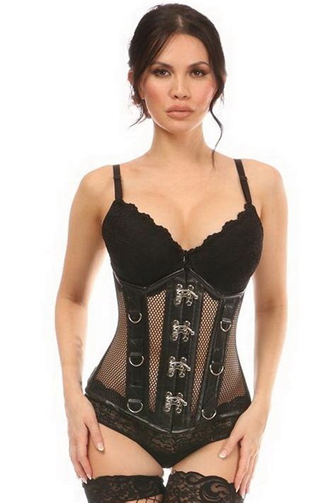 Black Steel Boned Underbust Corset Spicy Lingerie