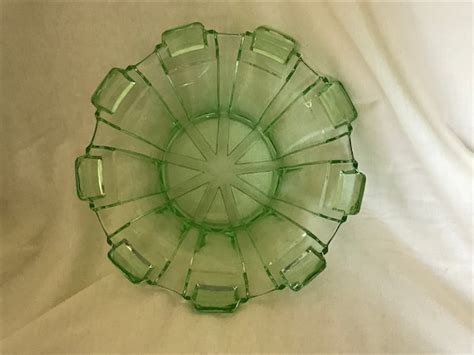 Vintage Stölzle Green Depression Glass Fruit Bowl Etsy