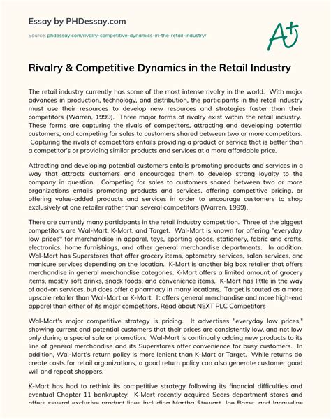 Rivalry Competitive Dynamics In The Retail Industry Words