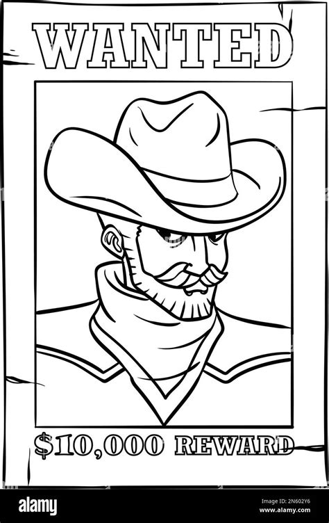 Page De Coloriage Isol E De L Affiche De Cow Boy Image Vectorielle