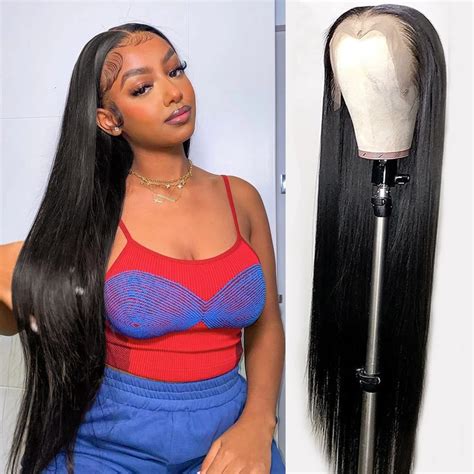 24Inch Straight Lace Front Wigs Human Hair 13x4 HD Transparent Lace ...