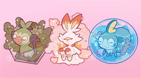 Scorbunny Sobble And Grookey Pokemon Drawn By Yamato Leaphere