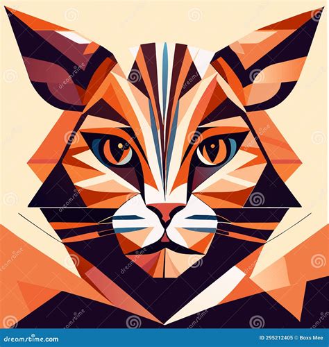 Abstract Cat Portrait In A Polygonal Style Vector Illustration Stock