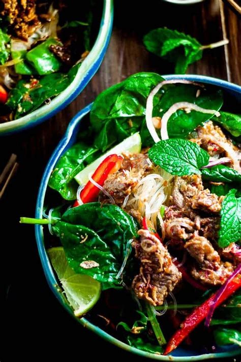 Thai Beef Salad With Crispy Noodles And Mango Recipe Thai Beef