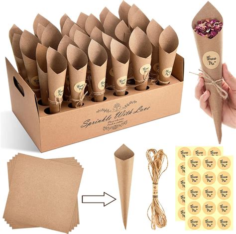 Zomiboo 30 Pièces Set de Boîte Support Cône Confettis à Bouquet Pétales