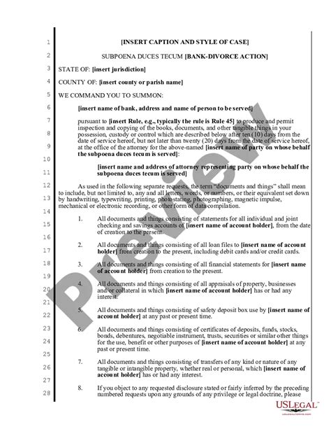 Subpoena Action Sample For Employment Records Us Legal Forms