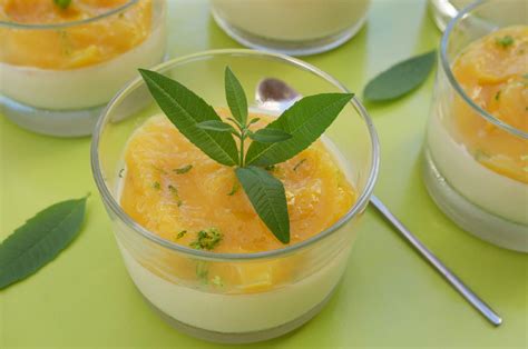 Dessert Panna Cotta Verveine Fraiche Et Mangue