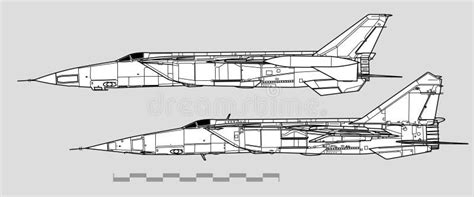 Mikoyan Mig 25r Foxbat Vector Drawing Of Supersonic Reconnaissance