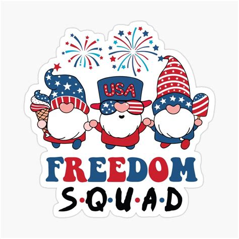 Freedom Squad Gnome Sticker By Chaimaa In Sticker Design