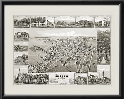 Lititz PA 1887 Restored Map | Vintage City Maps