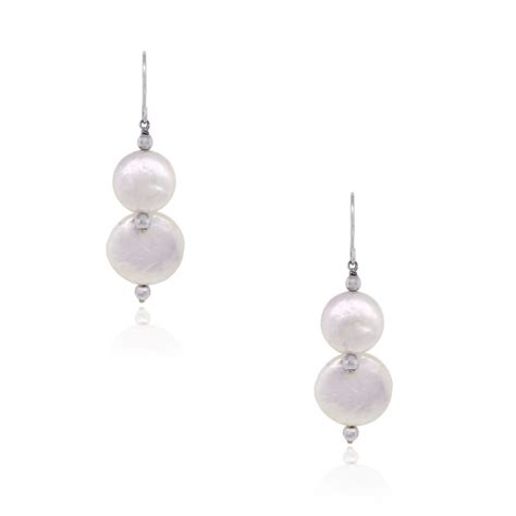 14k White Gold Pearl Drop Earrings