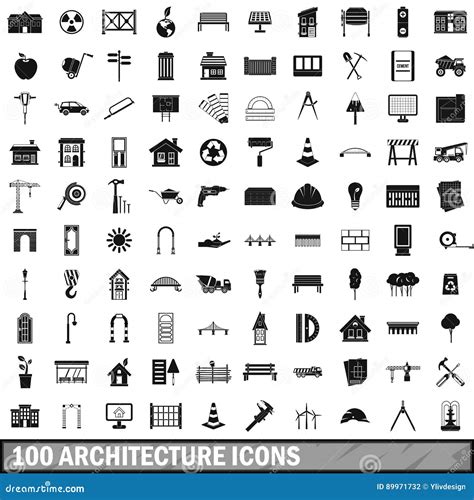 Iconos Fijados Estilo Simple De La Arquitectura Ilustraci N Del