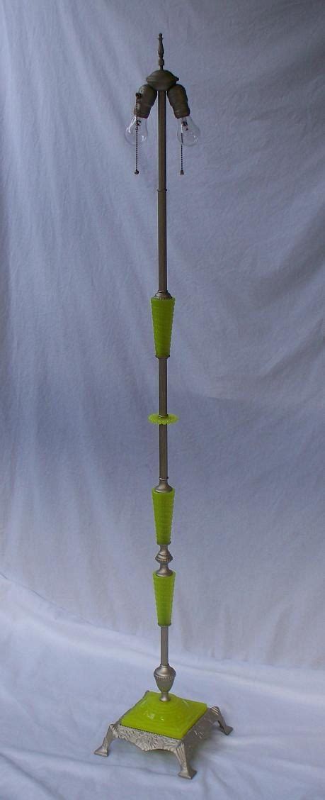 Vintage Vaseline Uranium Glass Floor Lamp