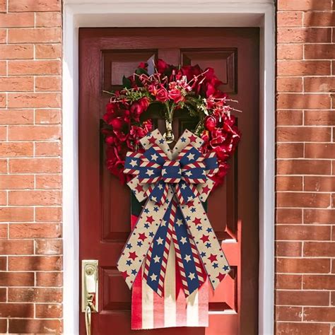 Holloyiver Th Of July Patriotic Bows For Wreath American Flag Wreath