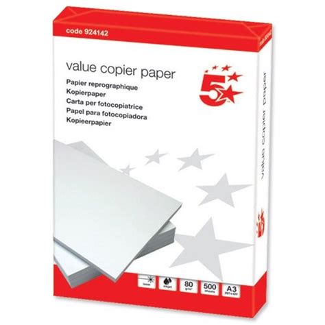 A3 Value 80gsm White Printer Paper Ream Of 500 Sheets 5 Star Hunt