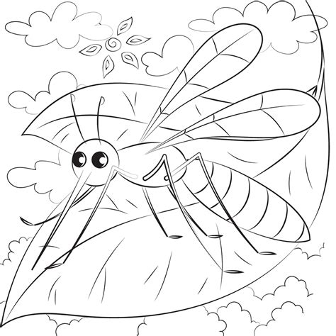 32 páginas para colorear de mosquitos ColoringPagesOnly