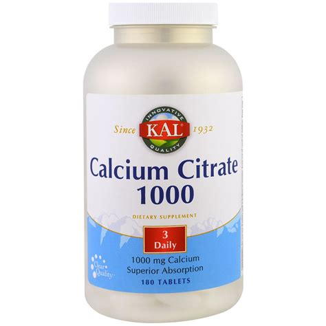 Kal Calcium Citrate 1000 1000 Mg 180 Tablets Iherb