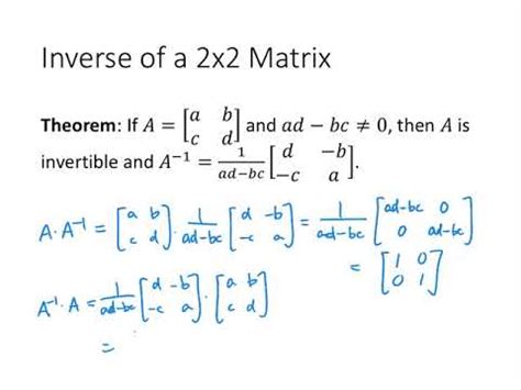 Linear Algebra Lecture The Inverse Of A Matrix Youtube