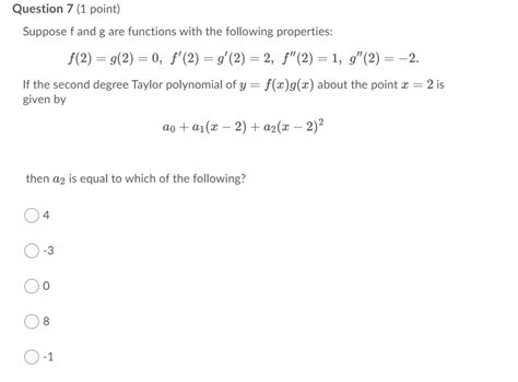 Solved Question 5 1 Point Let F Be A Function Such That