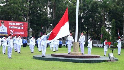 Berlangsung Khidmat Pelaksanaan Upacara HUT Ke 76 RI Di Deli Serdang