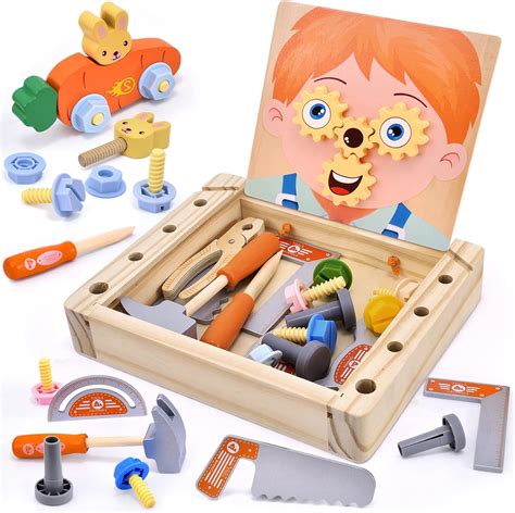 Atoylink Caisse Outil En Bois Enfant Portable Bo Te Outils Malette