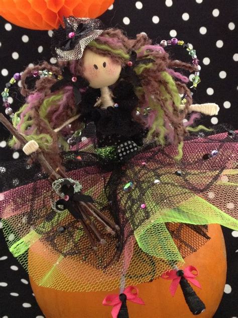 Halloween Hand Made Witch Fairy With Broomstick Art Doll Etsy