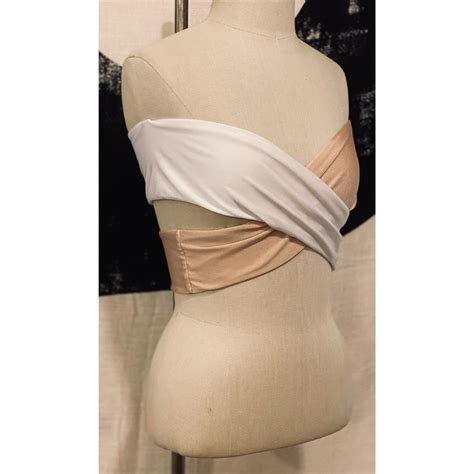 Lovewave White Tan Crisscross Bikini Top Swimsuit Depop