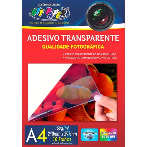 Papel Foto Adesivo Transparente - Papel Fotográfico A4 Adesivo Transparente Leitoso 150 gramas Off Paper ...