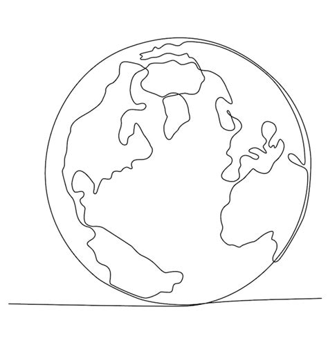 Desenho de linha contínua do globo do mundo Vetor Premium