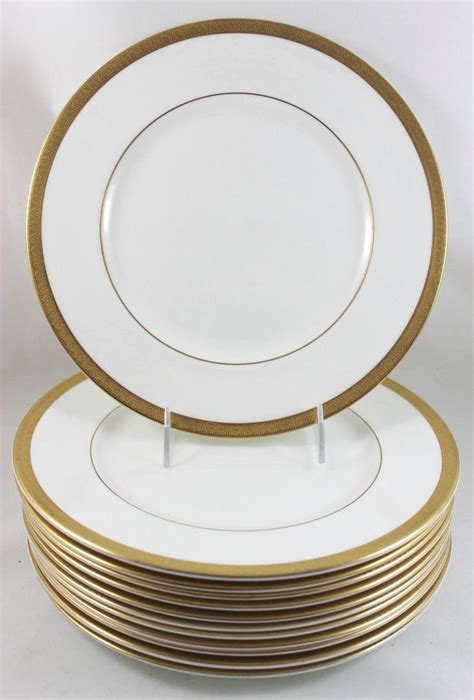 Full Set 12 Vintage Royal Doulton Royal Gold H4980 Dinner Plates Gold