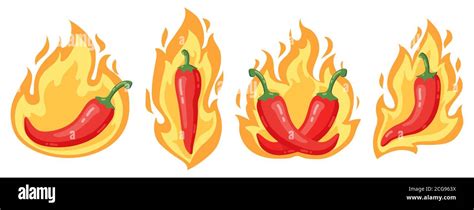 Scharfe Chilischoten Cartoon würzigen roten Chili Pfeffer in Feuer