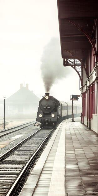 Oldfashioned Train Station Featuring A Steam Train Premium Ai