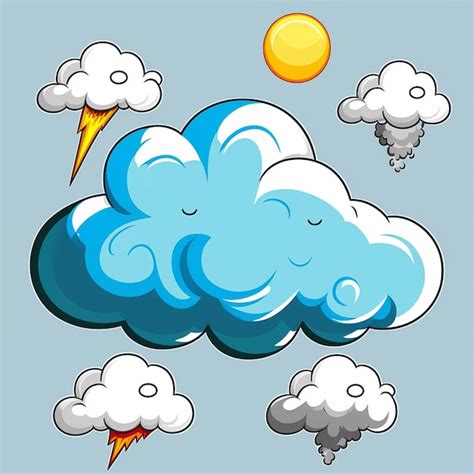 Premium Photo Cartoon Weather Clouds Rain Snow Elements Heavenly