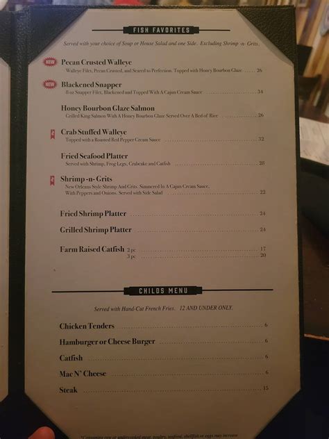 Menu at Lost Creek Grill steakhouse, Hot Springs