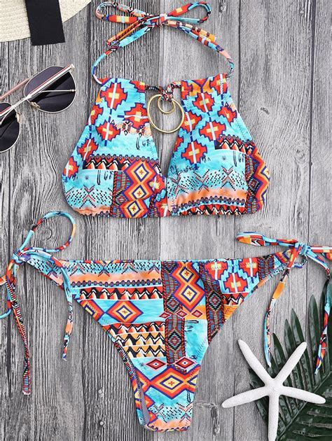 Metal Tribe Pattern String Bikini Set In Colormix Zaful