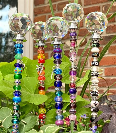 Beaded Fairy Garden Stake Multicolor Custom Yard Art Etsy