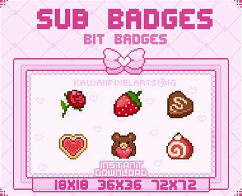 Valentine's Twitch Sub Badges Pixel Art Adorable and Unique Gift for ...