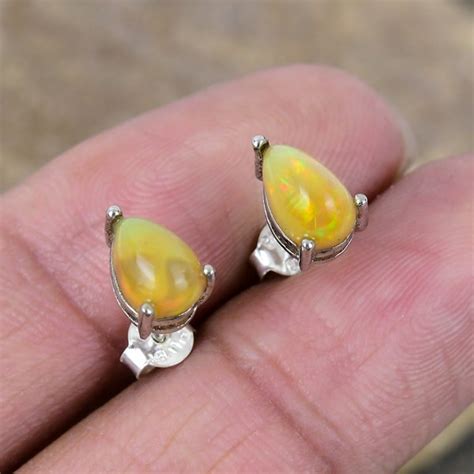 Ethiopian Opal Screw Back Stud Earrings Etsy