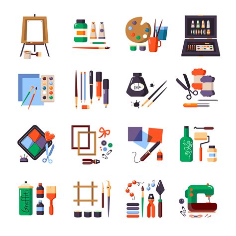 Art Tools And Materials Icon Set 477643 Vector Art at Vecteezy