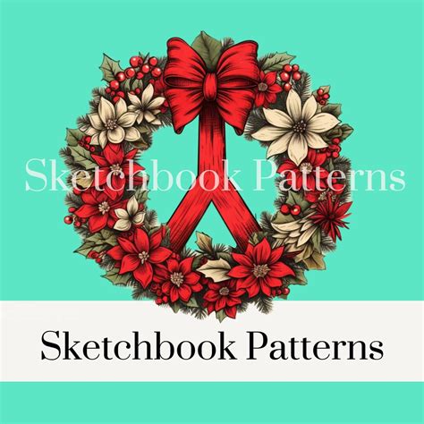 Christmas Wreath Peace Sign Digital File Download Sublimation Transfer ...