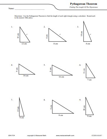 finding  hypotenuse length pythagorean theorem