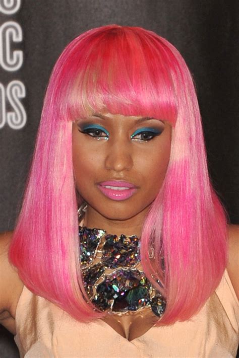 Nicki Minajs Pink Wig With Bangs Steal Her Style