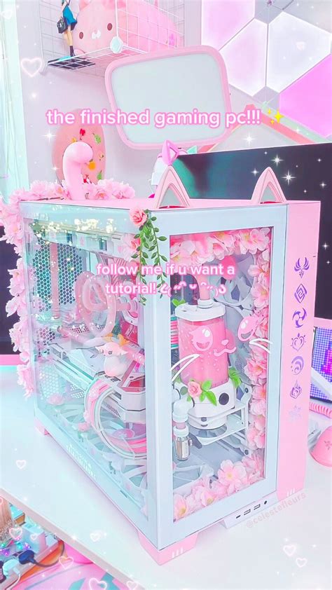 Pastel Pink Cat ♡ Pink And White Pc Build Gaming Video Editing