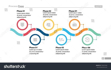 Six Phase Process Chart Slide Template Design Royalty Free Stock Vector 749207560