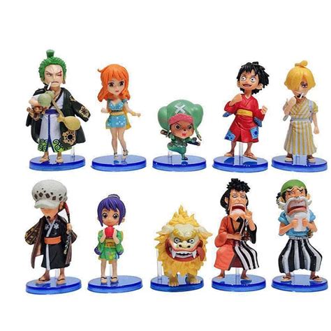 뜨거운 10 개 대 원피스 애니메이션 Luffy Sanji 나미 조로 헬기 프랭크 로빈 PVC 액션 피규어 어린이 인형 선물